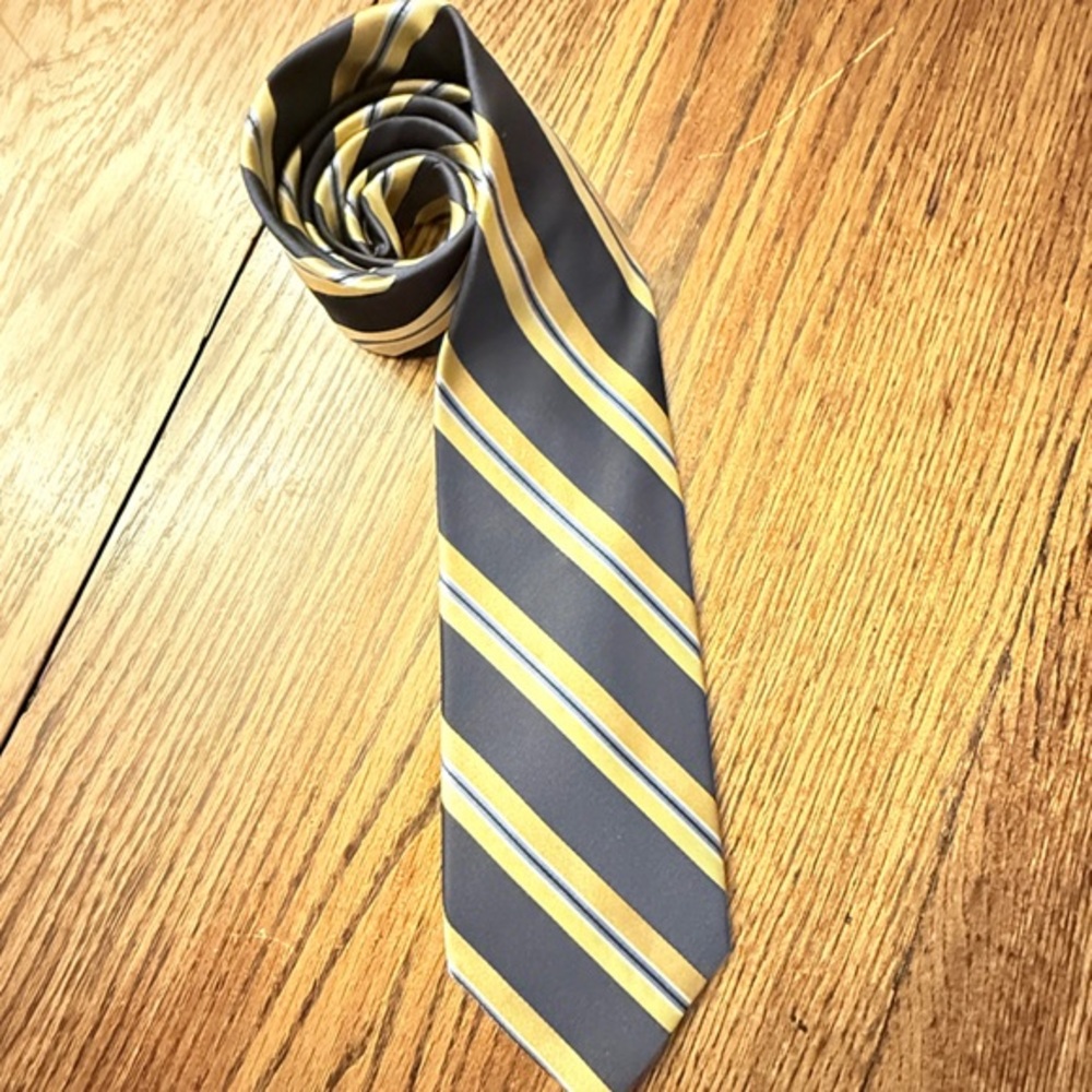Nautica Yellow Blue Stripe Silk Necktie 57" EUC BC